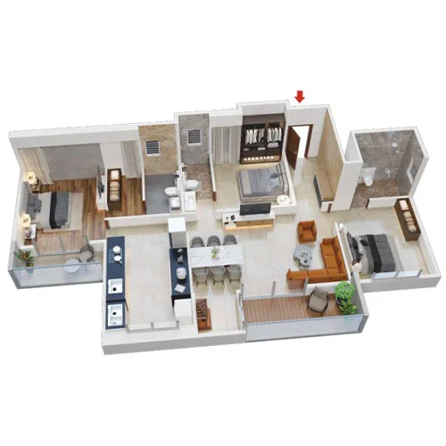Sukhwani Minerva Pimple Saudagar 3 BHK Floor Plan Image